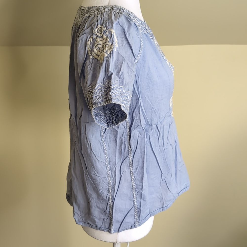 J.Crew Factory Small Blue Embroidered Blouse - Picture 3 of 8